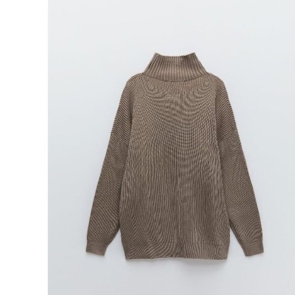 Zara taupe oversized ribbed sweater, NWOT, S - Picture 4 of 16